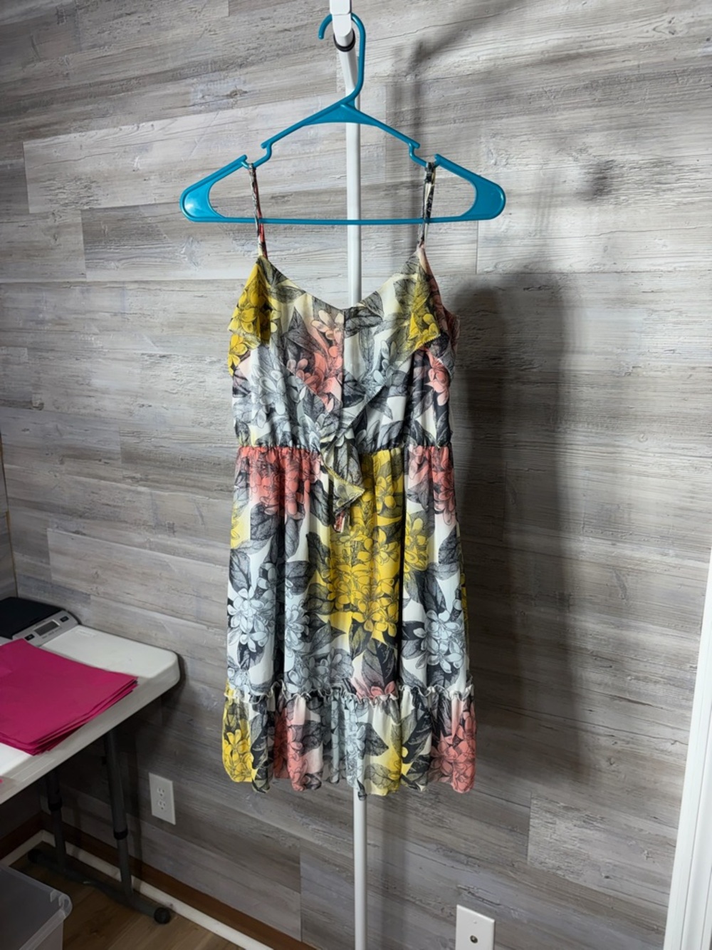 Jessica Simpson Floral Mini Dress in Yellow, Pink, Gray, White 2024
